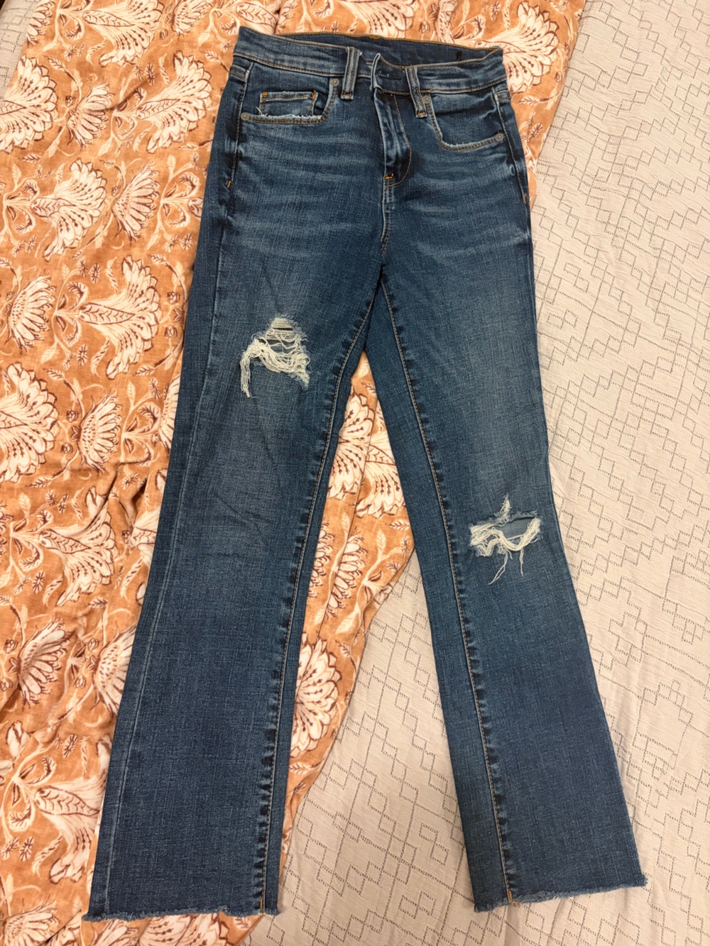 Blank NYC Boot Cut Distressed Jeans - Dark Blue